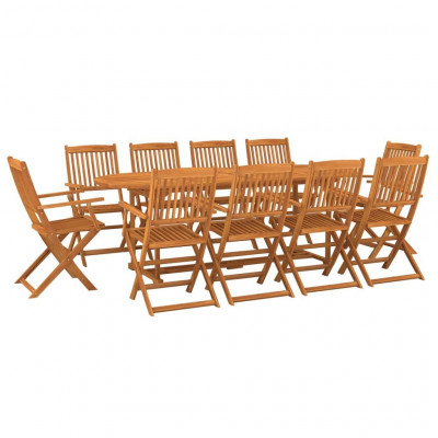Mobilier à dîner de jardin 11 pièces bois d'acacia massif 02_0014733