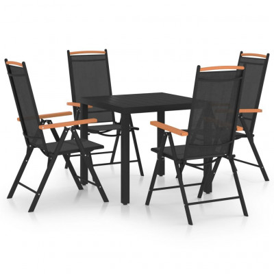 Ensemble de salle à manger de jardin meuble extérieur 5 pièces aluminium noir 02_0013700