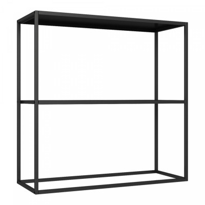 Table console avec 2 surfaces de rangement acier 80 x 80 x 26 cm noir mat 03_0008592