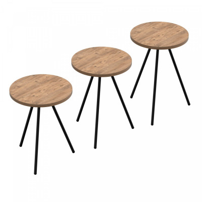 Set de 3 tables d'appoint rondes gigognes naturel noir 03_0008419