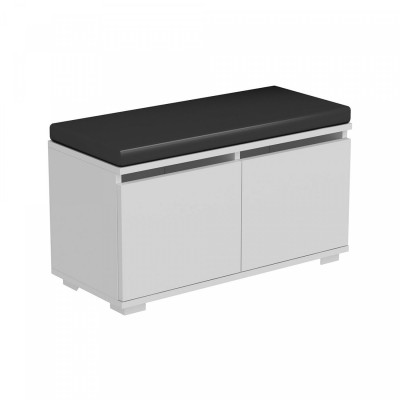 Banc à chaussures brande avec 2 portes à 4 niveaux 42 x 80 x 35 cm blanc / noir 03_0007653