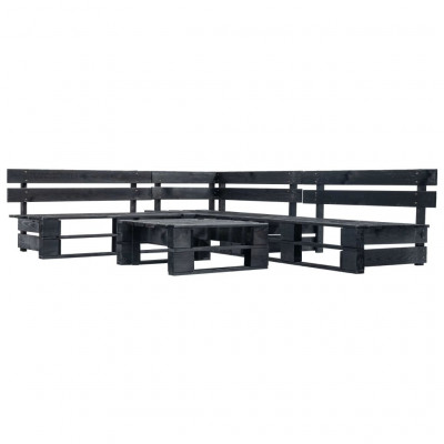 Salon de jardin meuble d'extérieur ensemble de mobilier palette 4 pièces noir bois 02_0018383