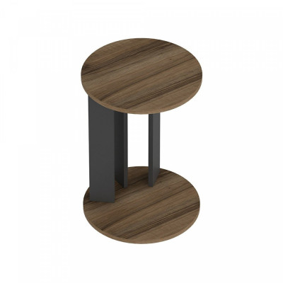 Table d'appoint ronde effet noyer / anthracite 03_0008604
