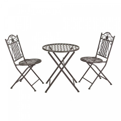 Set de bistrot pour jardin métal vert foncé patine grise claire 03_0006936