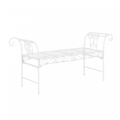 Banc de jardin vintage extérieur métal 70 x 147 x 46 cm blanc 03_0006443