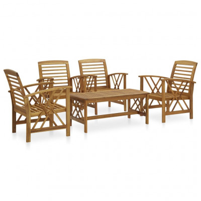 Salon de jardin meuble d'extérieur ensemble de mobilier 5 pièces bois d'acacia massif 02_0016525