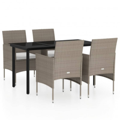 Mobilier de salle à manger de jardin coussins 5 pièces beige/noir 02_0014615