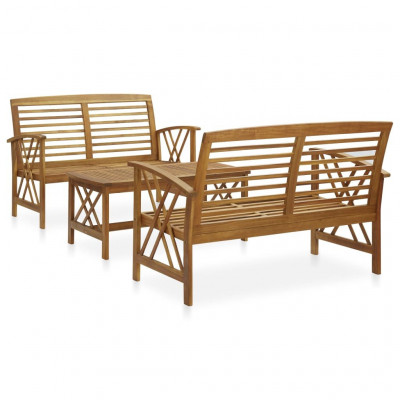 Salon de jardin meuble d'extérieur ensemble de mobilier 3 pièces bois d'acacia solide 02_0016023