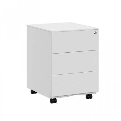 Caisson de bureau metal verrouillable avec 3 tiroirs rangement de documents papeterie préassemblé pour bureau bureau à domicile 39 x 45 x 55 cm (l x l x h) blanc 12_0003687