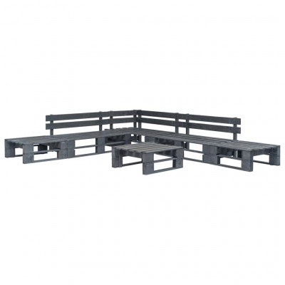 Salon de jardin meuble d'extérieur ensemble de mobilier palette 6 pièces bois gris 02_0018466