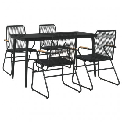 Mobilier à dîner de jardin 5 pièces noir rotin PVC 02_0014778