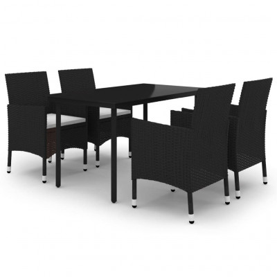 Mobilier à dîner de jardin coussins 5 pièces résine tressée verre 02_0014848