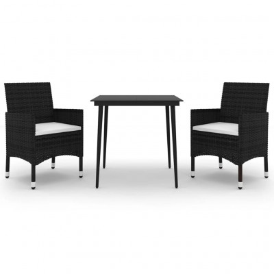 Mobilier à dîner de jardin coussins 3 pièces résine tressée verre 02_0014846