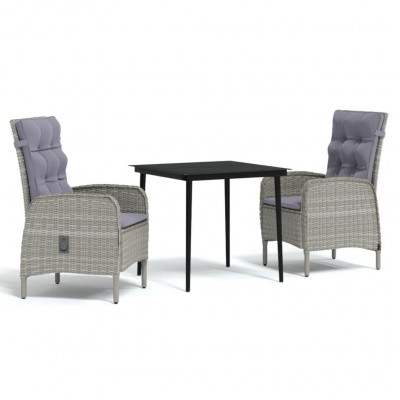 Mobilier à dîner d'extérieur avec coussins 3 pièces gris et noir 02_0014697
