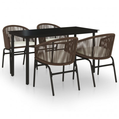 Ensemble de salle à manger de jardin meuble extérieur 5 pièces marron 02_0013823