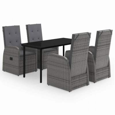 Ensemble de salle à manger de jardin meuble extérieur avec coussins 5 pièces gris 02_0014148