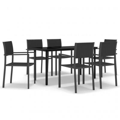 Ensemble de salle à manger de jardin meuble extérieur 7 pièces noir 02_0013995