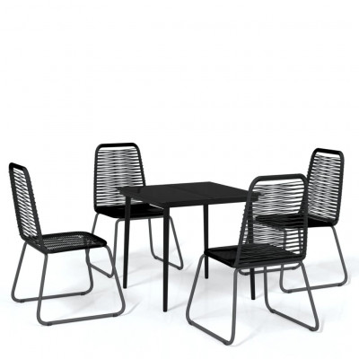 Ensemble de salle à manger de jardin meuble extérieur 5 pièces noir 02_0013895