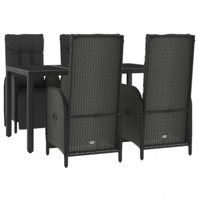 Mobilier à dîner de jardin et coussins 5 pièces noir résine tressée 02_0014869