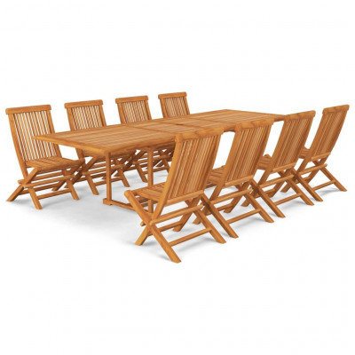 Salon de jardin meuble d'extérieur ensemble de mobilier 9 pièces bois de teck massif 02_0018251