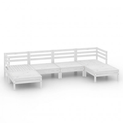 Salon de jardin meuble d'extérieur ensemble de mobilier 6 pièces blanc bois de pin massif 02_0016963
