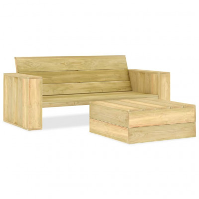 Salon de jardin meuble d'extérieur ensemble de mobilier 3 pièces bois de pin imprégné 02_0016025