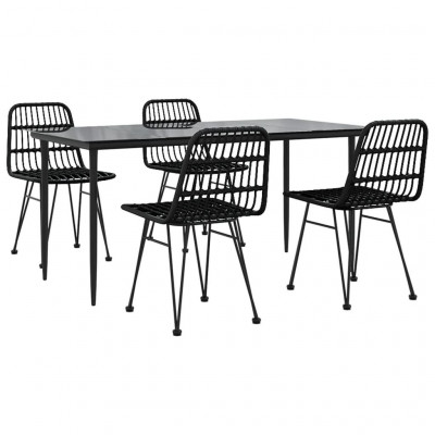 Mobilier à dîner de jardin 5 pièces noir résine tressée 02_0014784
