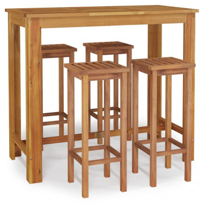 Ensemble de salle à manger de jardin meuble extérieur 5 pièces bois d'acacia solide 02_0013750
