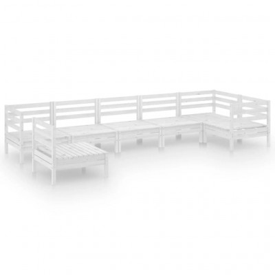 Salon de jardin meuble d'extérieur ensemble de mobilier 7 pièces bois de pin massif blanc 02_0017404