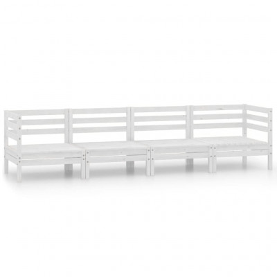 Salon de jardin meuble d'extérieur ensemble de mobilier 4 pièces blanc bois de pin massif 02_0016218