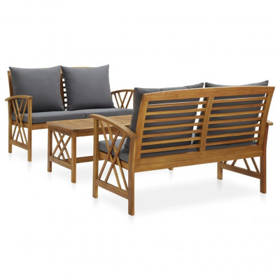 Salon de jardin meuble d'extérieur ensemble de mobilier 3 pièces avec coussins bois d'acacia solide 02_0015927