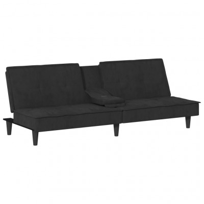 Canapé-lit avec porte-gobelets 200 x 89 x 70 cm velours noir 02_0019846