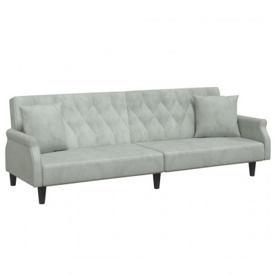 Canapé-lit avec accoudoirs 216 x 89 x 70 cm velours gris clair 02_0021014