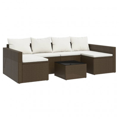 Salon de jardin meuble d'extérieur ensemble de mobilier 2 pièces avec coussins marron résine tressée 02_0015897