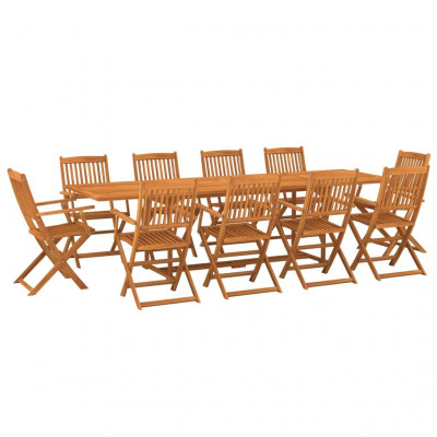 Mobilier à dîner de jardin 11 pièces bois d'acacia massif 02_0014739