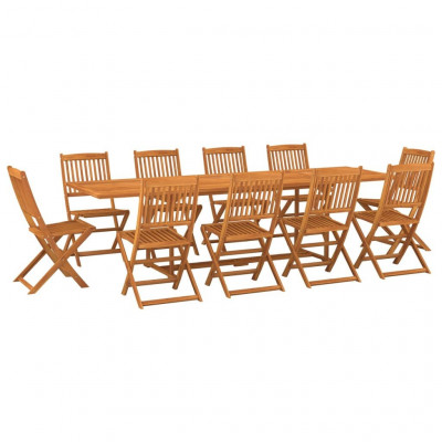 Mobilier à dîner de jardin 11 pièces bois d'acacia massif 02_0014738