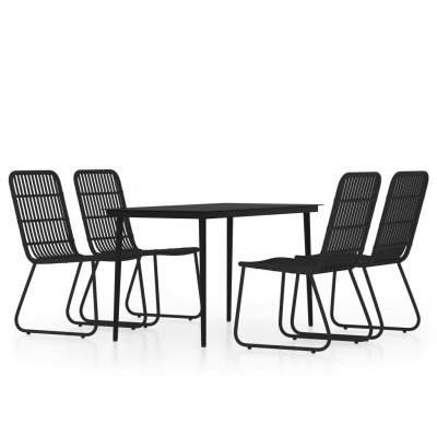 Ensemble de salle à manger de jardin meuble extérieur 5 pièces noir 02_0013852