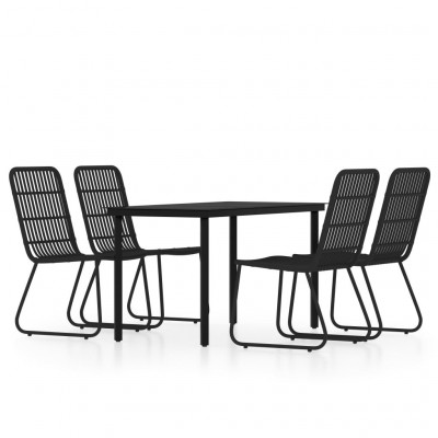 Ensemble de salle à manger de jardin meuble extérieur 5 pièces noir 02_0013853