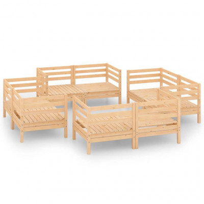 Salon de jardin meuble d'extérieur ensemble de mobilier 8 pièces bois de pin massif 02_0017819