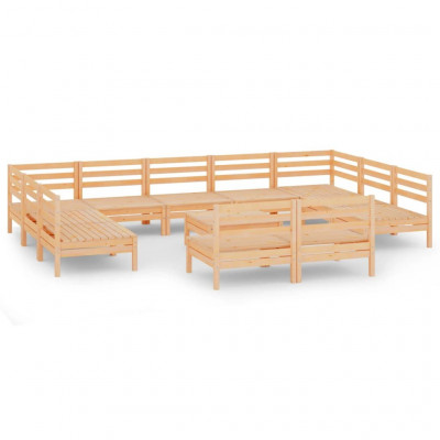 Salon de jardin meuble d'extérieur ensemble de mobilier 12 pièces bois de pin massif 02_0015696