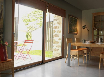 Bâti baie coulissant chêne fonce droite à gauche 24 mm 215 x 180 cm
