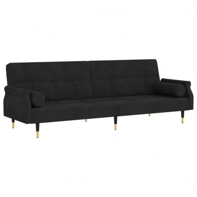 Canapé-lit avec coussins 216 x 89 x 70 cm noir velours 02_0019827
