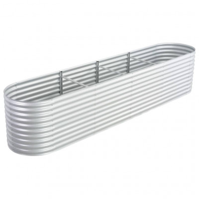 Jardinière lit surélevé plantes fleurs jardin 400 x 80 x 81 cm acier galvanisé argenté 02_0001052