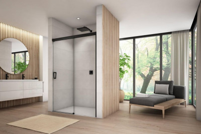 Paroi de douche porte coulissante 2 volets Cadura profilé poli brillant vitrage transparent 07 6 mm 1200 x 2000 mm SANSWISS RONAL GROUP