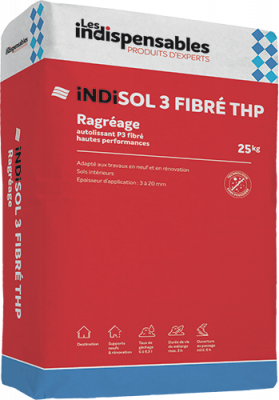 Mortier autolissant fibre ragréage sol Indisol 3 fibre THP sac 25 Kg WEBER