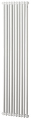 Radiateur eau chaude Acova Vuelta vertical, puissance 1597W (dT50), hauteur 2215 mm, largeur 406 mm, 8 éléments, raccordement par le bas, entraxe 50 mm centré, appareil réversible gauche/droite, Blanc RAL 9016  ACOVA