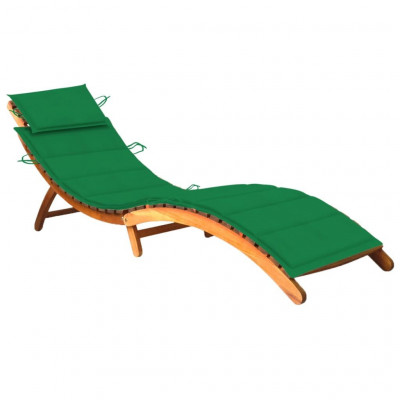 Transat chaise longue bain de soleil lit de jardin terrasse meuble d'extérieur avec coussin bois d'acacia solide 02_0012380