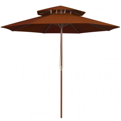 Parasol double avec mât en bois terre cuite 270 cm 02_0008444