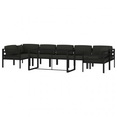 Salon de jardin meuble d'extérieur ensemble de mobilier 8 pièces avec coussins aluminium anthracite 02_0017464