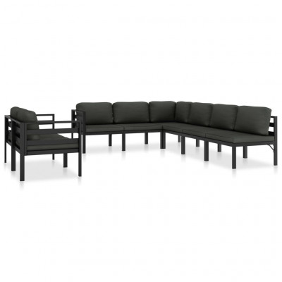 Salon de jardin meuble d'extérieur ensemble de mobilier 8 pièces avec coussins aluminium anthracite 02_0017465